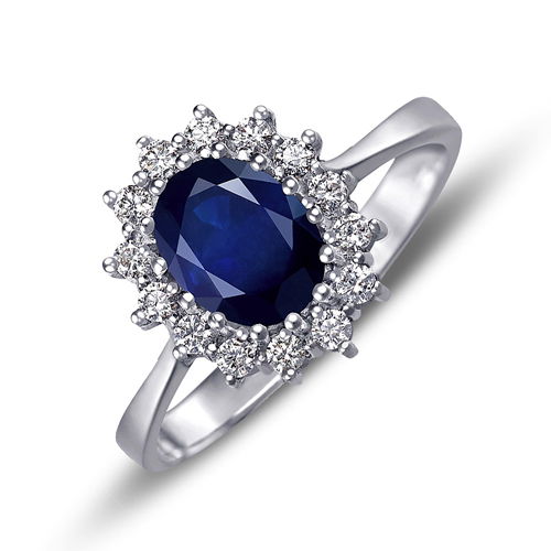 Ring mit tiefblauem Saphir und Diamantenbesatz, ideal als stilvoller Verlobungsring für besondere Anlässe.