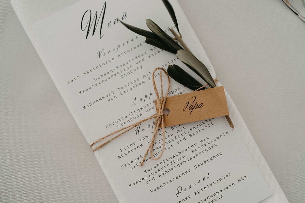 Papeterie, Einladungskarten, Menükarte Hochzeit, Hochzeitskarten