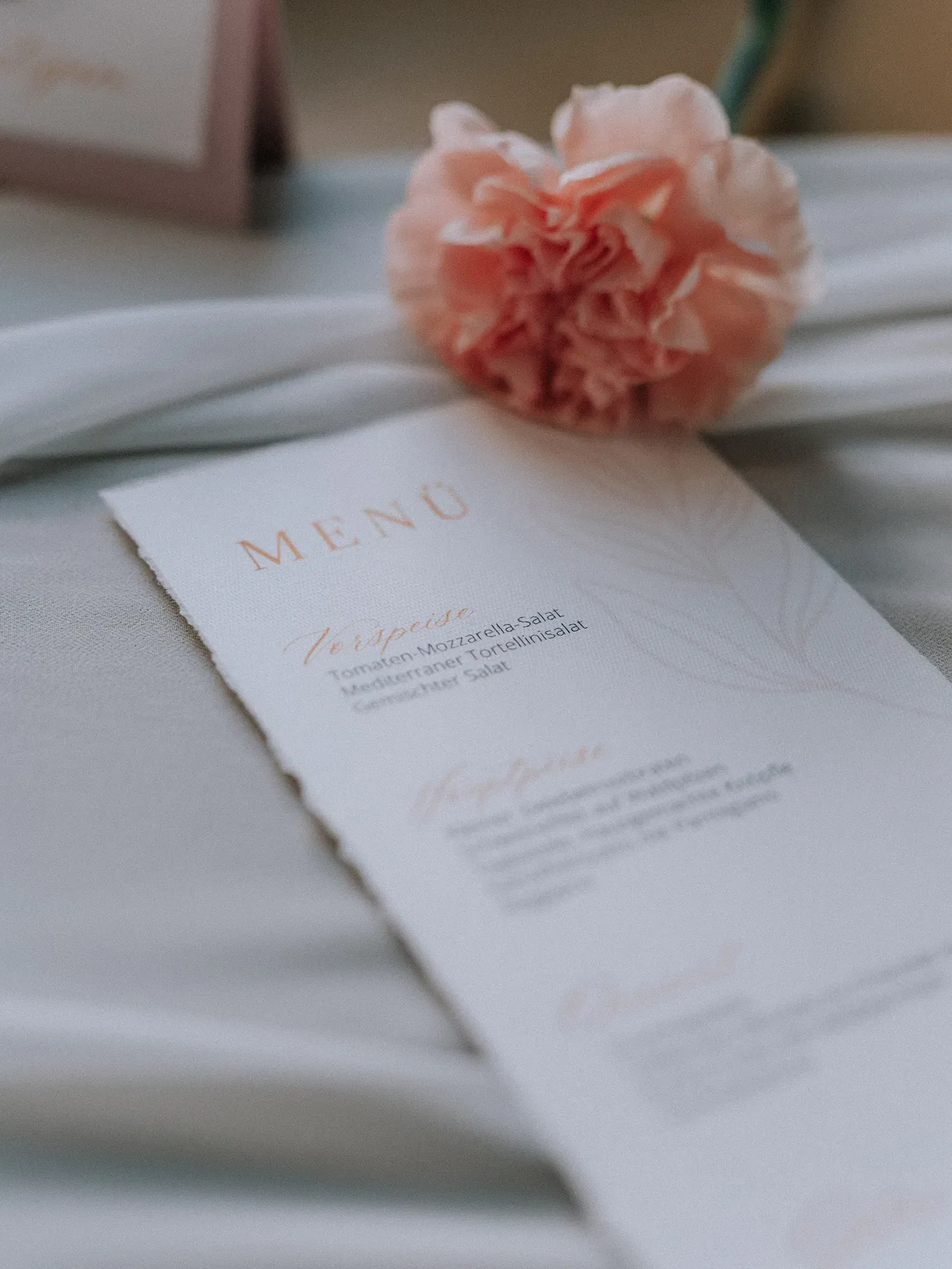 Menükarte für Hochzeitsessen