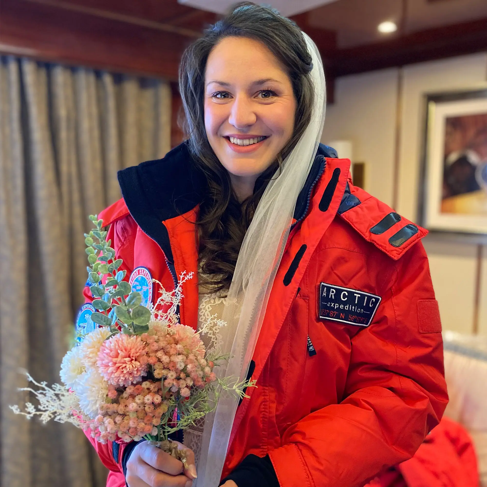 Braut auf Expeditionsschiff