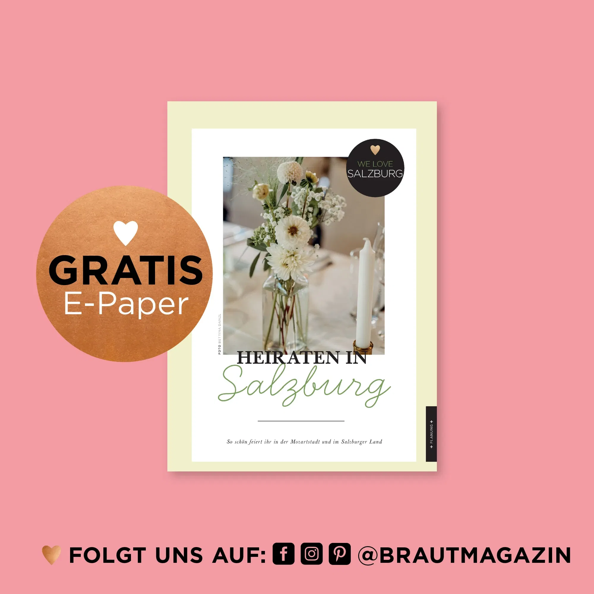 Cover des E-Papers Heiraten in Salzburg mit eleganter Tischdekoration aus weißen Blumen und Kerzen – Ideen für Hochzeiten im Salzburger Land.