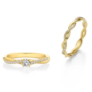 Elegante Goldringe mit verschlungenem Design und funkelnden Diamanten